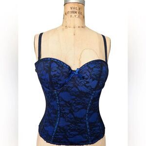 Seven Til Midnight Sweetie Midnight Blue Lace Corset Top Size M
